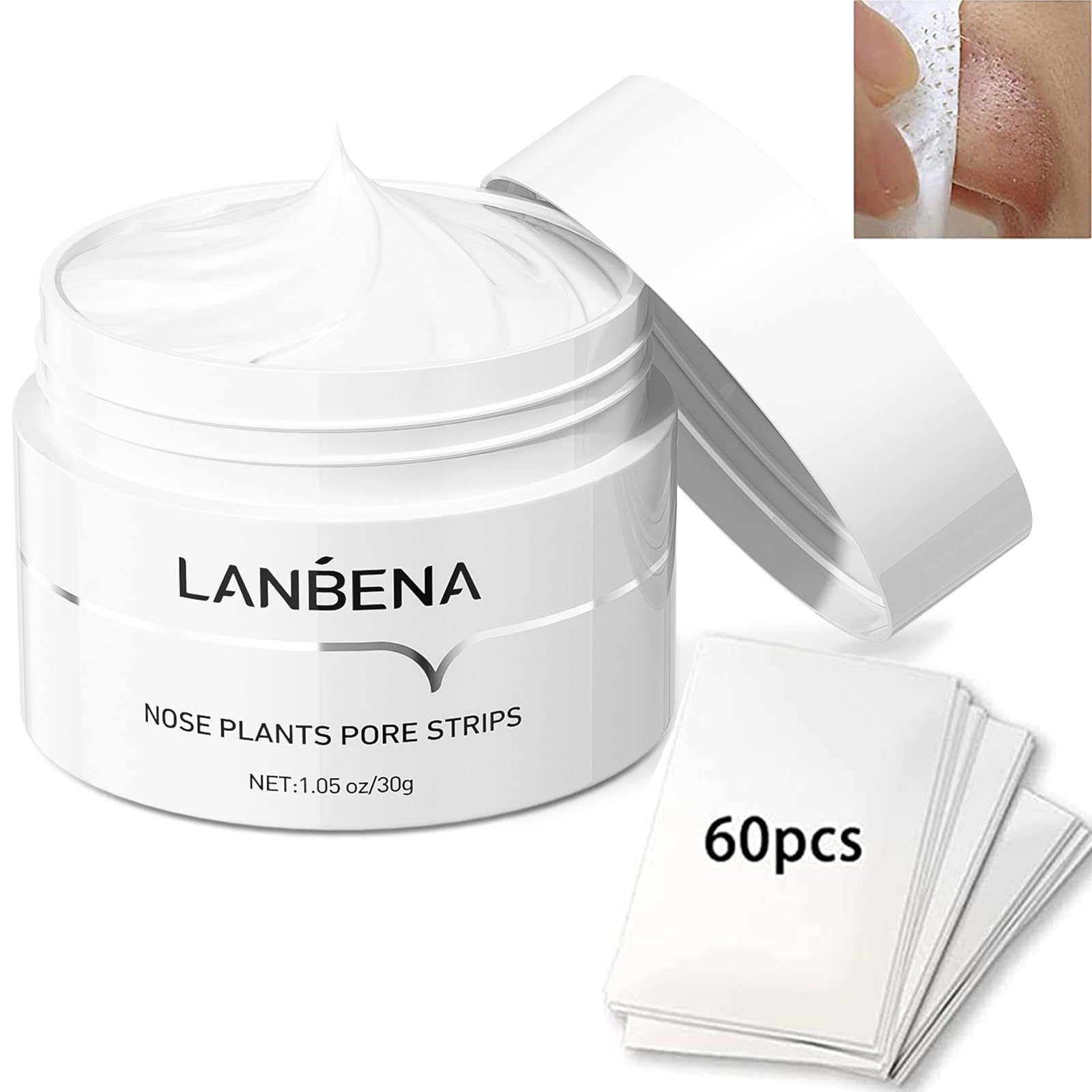 Blackhead Remover Mask - 60 Pcs, Pore Cleanser Strips For Face & Nose, Purifying Mask For All Skin Types (1.05oz/30g) - Grizzly Adam