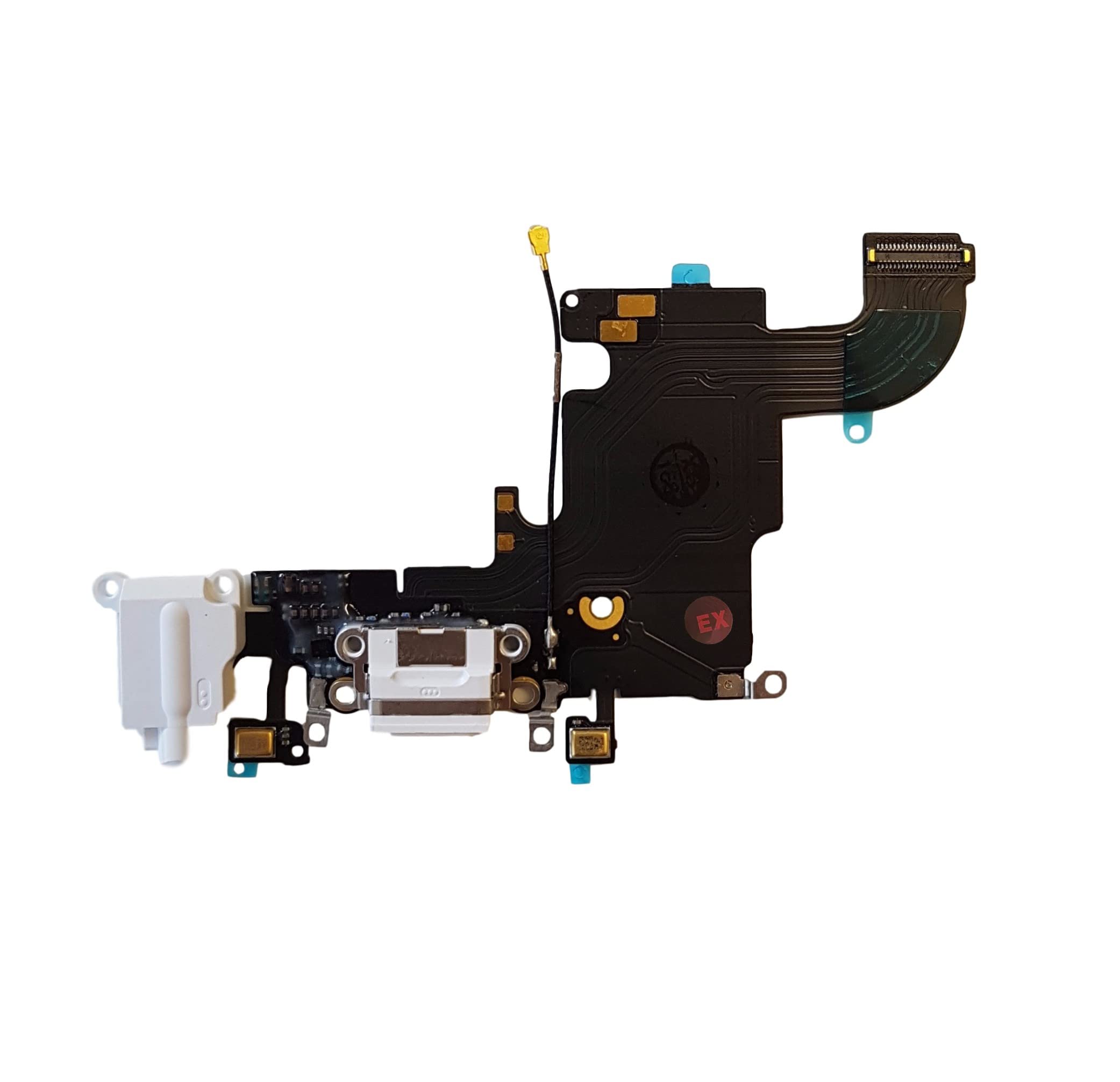 Smartex® Charging Port Flex cable compatible with iPhone 6S White – Dock Connector with built in Microphone, Home button, Loudspeaker, Antenna