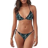Lornarta Bikini Sets for Women Floral Print Sexy Swimwear Suspender Triangle Two Piece Swimsuit Swim Suits for Women 2025 Green. Size L
