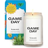 Homesick Scented Candles for Home (Game Day) - 13.75 oz Long-Lasting Soy Wax Blend Jar Candle Gifts for Women &amp; Men, 60-80 Hours Burn Time - Notes of White Amber, Tonka Bean &amp; Smoked Birch
