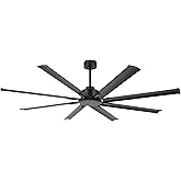 LEDLUX 72" Ceiling Fan No Light, Reversible DC Motor, 6 Speed Remote Control, Industrial 8 Aluminum Blades with 3 Downrods fo
