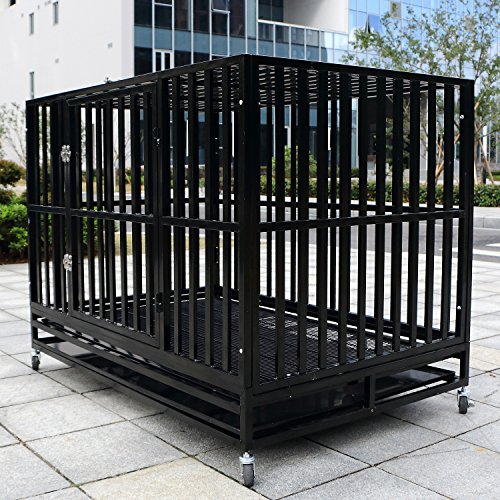Bestmart INC 48" Heavy Duty Dog Cage Square Tube Crate Kennel Metal Pet Playpen Portable w/ Tray NEW