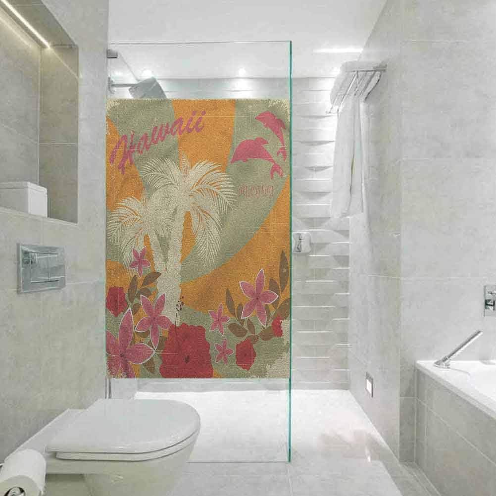 Pegatina de cristal para ventana de baño con diseño de delfines