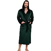 EK4YDNDS Mens Hooded Fleece Robe, Lightweight Soft Warm Fleece Bathrobe Shower Spa Long Robe With Pockets