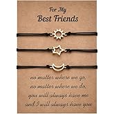 Pliwcas Best Friends Birthday Gifts for Women Bracelets Gold Silver Set Handmade Matching Best Friend Sun Moon Star Bracelet Set of 3