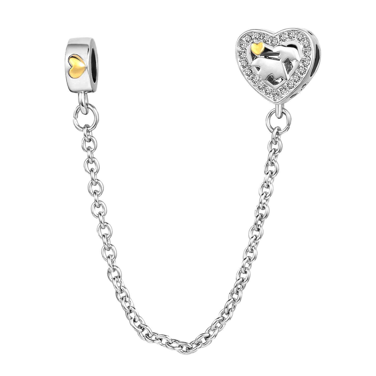 Mama Bear Family Safety Chain Charm fits Pandora Charms Bracelets Animal Birthday Jewellery Gift for Women Mother's Day Daughter Mum