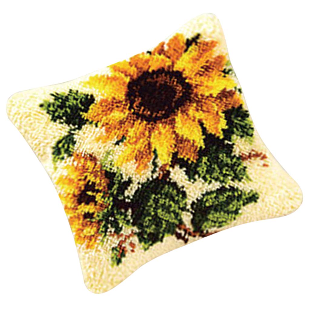 LOVIVER DIY Cushion Carpet Mat Latch and Hook Rug Kits Cover Hand Craft Embroidery Pillowcase Crocheting Sewing Handmade Kids Parents Gift