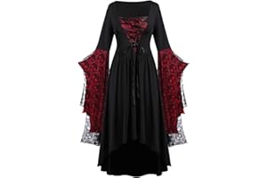 Rkwins Victorian Dresses for Women Vintage Gothic Dress Butterfly Sleeve Witch Dress Medieval Renaissance Corset Dress