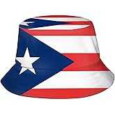 Retro Puerto Rico Rican Flag Bucket Hats Fashion Sun Cap Packable Outdoor Fisherman Hat for Women Men Teens