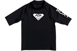Roxy Girls Whole Hearted - Short Sleeve UPF 50 Rashguard - Girls 2-7 - 4 - Black Anthracite 4