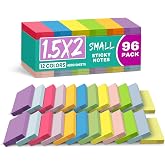 Taja 96 Pads Sticky Notes, 1.5"x2" Inches Mini Sticky Notes Pads, Bright | Bulk Small Sticky Notes for Quick Reminders and Color Coding, Mini Sticky Notes for Office, School and Home Organization