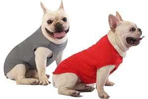 SyChien Dog Blank Quick Dry Shirts,Lightweight Stretchy Summer Solid Dogs Clothes,Sleeveless Cool Tshirt for Medium Boy Girl Breed,Red/Grey,L