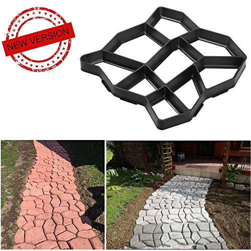 VIPITH New Upgrade Version 13 x 13 inch DIY Walk Maker Concrete Stepping Stone Mold Reusable Patio Path Mold Maker Garden Lawn Paving Stone Mold