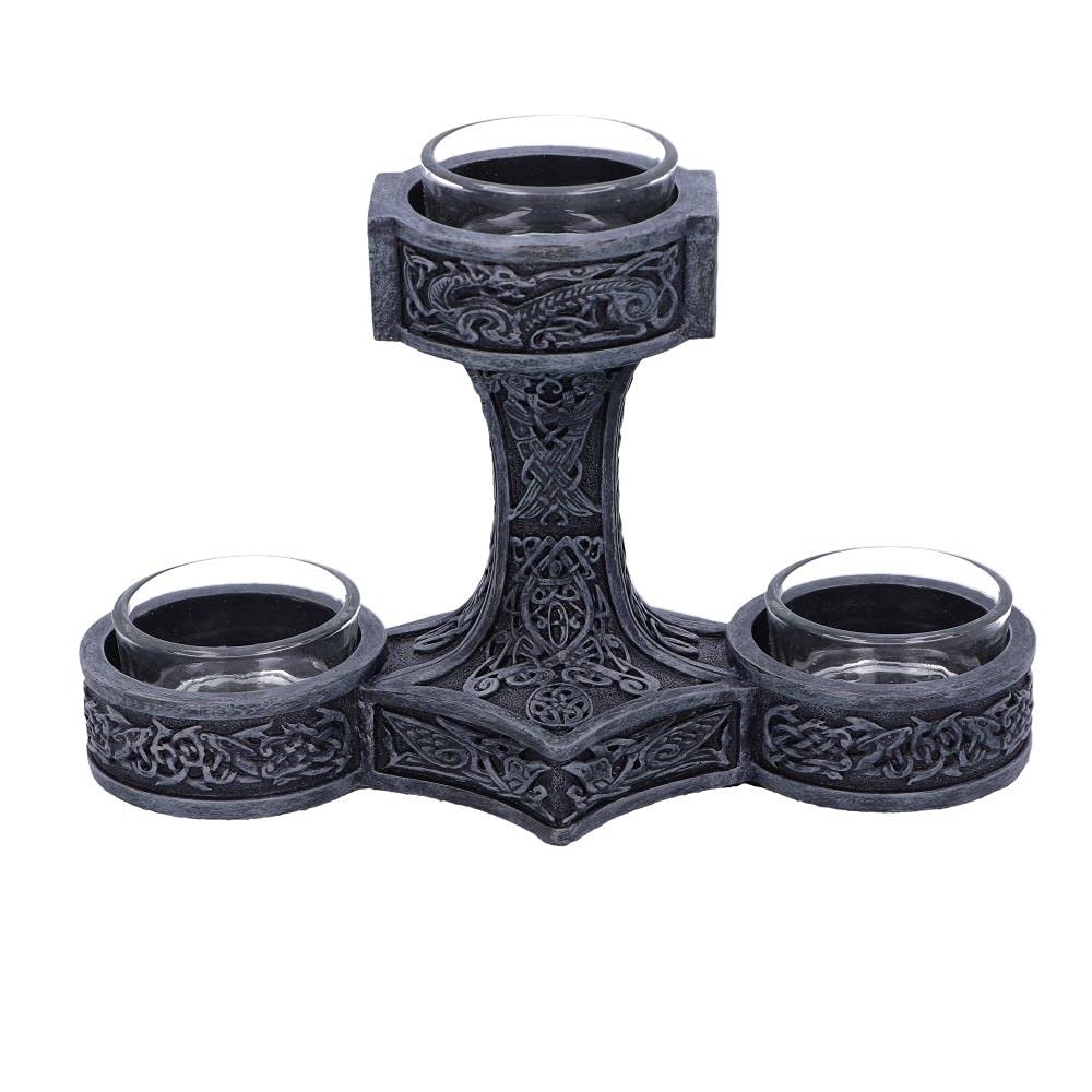 Nemesis Now Thor's Hammer Tea Light Holder 18.5cm, Silver