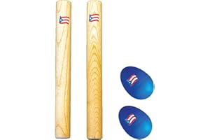 GENERIC Hand Percussion Musical Instrument Set Puerto Rico Flag - Include: 1 Pair 8 Inch Rhythm Sticks Wood Claves and 1 Pair Egg Shakers (Blue),(5D2-2)