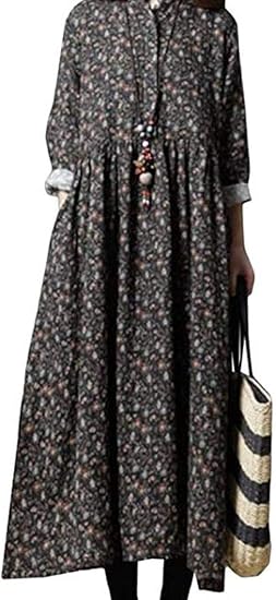 Amazon Changyi レディース 春 夏 シンプルなデザインなのでン ワンピース クルーネック レディース ロングワンピース 綿麻 ゆったり ワンピース 無地 レディース トップス ワンピース チュニック 通販