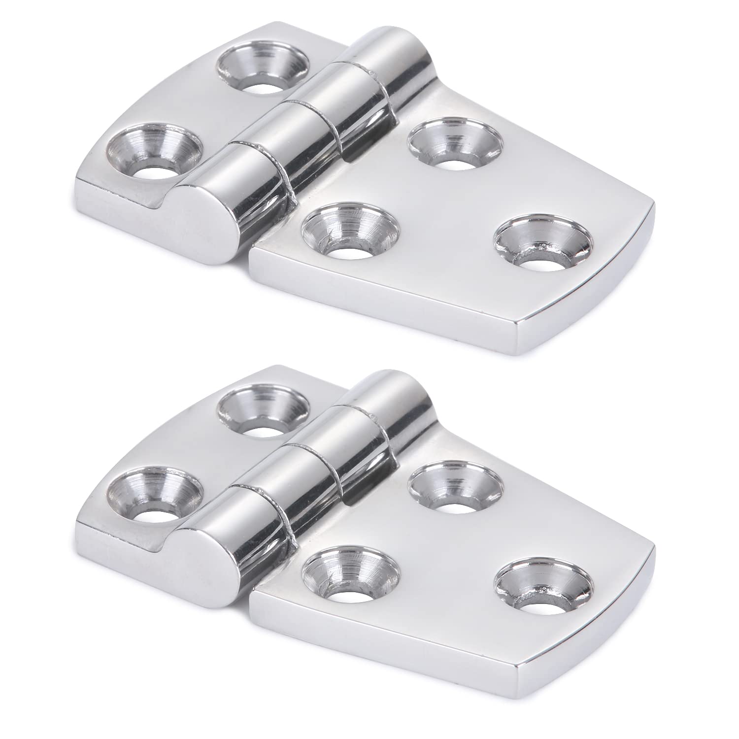 9Tong Heavy Duty Stainless Steel Boat Hinge, 316 Marine Grade, Nickel Finish, 2 Pack of 38 mm x 57 mm, Flush Mount, 5 Holes