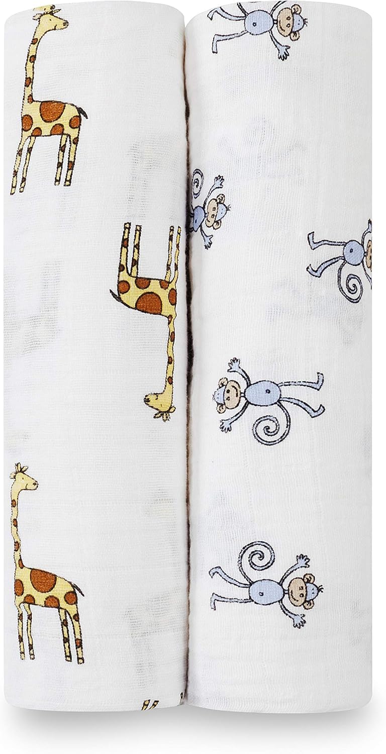 aden + anais™ large swaddles 2 pack cotton muslin jungle jam