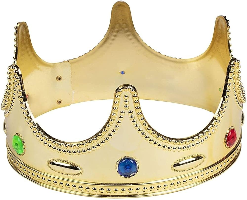 Gold Crown - 4-Pack Royal King and Queen Jeweled Costume Accessories, Party Hat: Clothing
