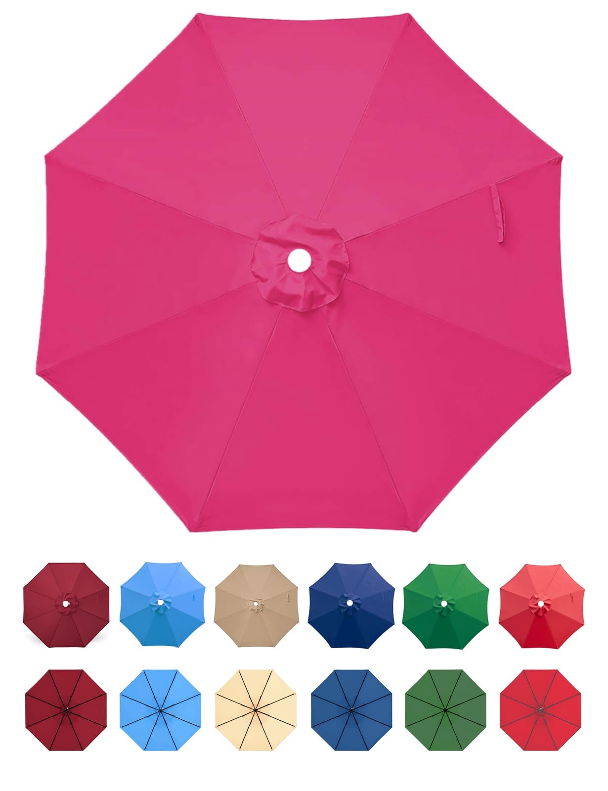 Photo 1 of Jorohiker 9ft Patio Umbrella Replacement Canopy Only,Outdoor Table Market Yard Umbrella Top for Outdoor Umbrella Canopy with 8 Ribs (Rose Pink, 9ft-8ribs)