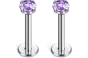 BelezaDosas G23 Titanium Labret Studs Threadless 16G Lip Rook Lobe Tragus Helix Cartilage Push Back Earring Piercing Jewelry