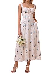 KUTUMAI Floral Corset Midi Dresses for Women 2025