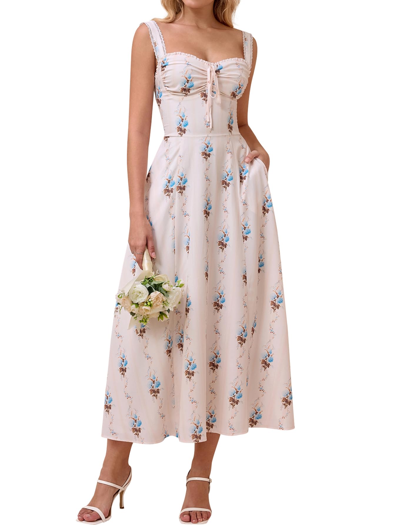 KUTUMAI Floral Corset Midi Dresses for Women 2025