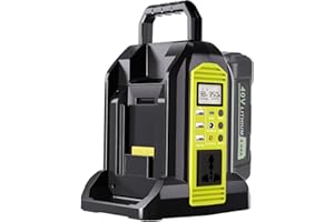 HIESUAN Power Inverter for Ryobi 40V Battery, 350W 2-Port Battery Converter DC 40V to AC 120V, Portable Generators with LED Light, 6 Output Ports, LCD Display for RV Camping, Emergency, Power Outages