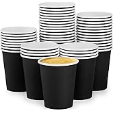 BALDCC 50 Pack 8 oz Disposable Paper Cups, Black Paper Coffee Cups, Hot/Cold Beverage Cups for Offices, Home Kitchens, Coffee Shops (Black)