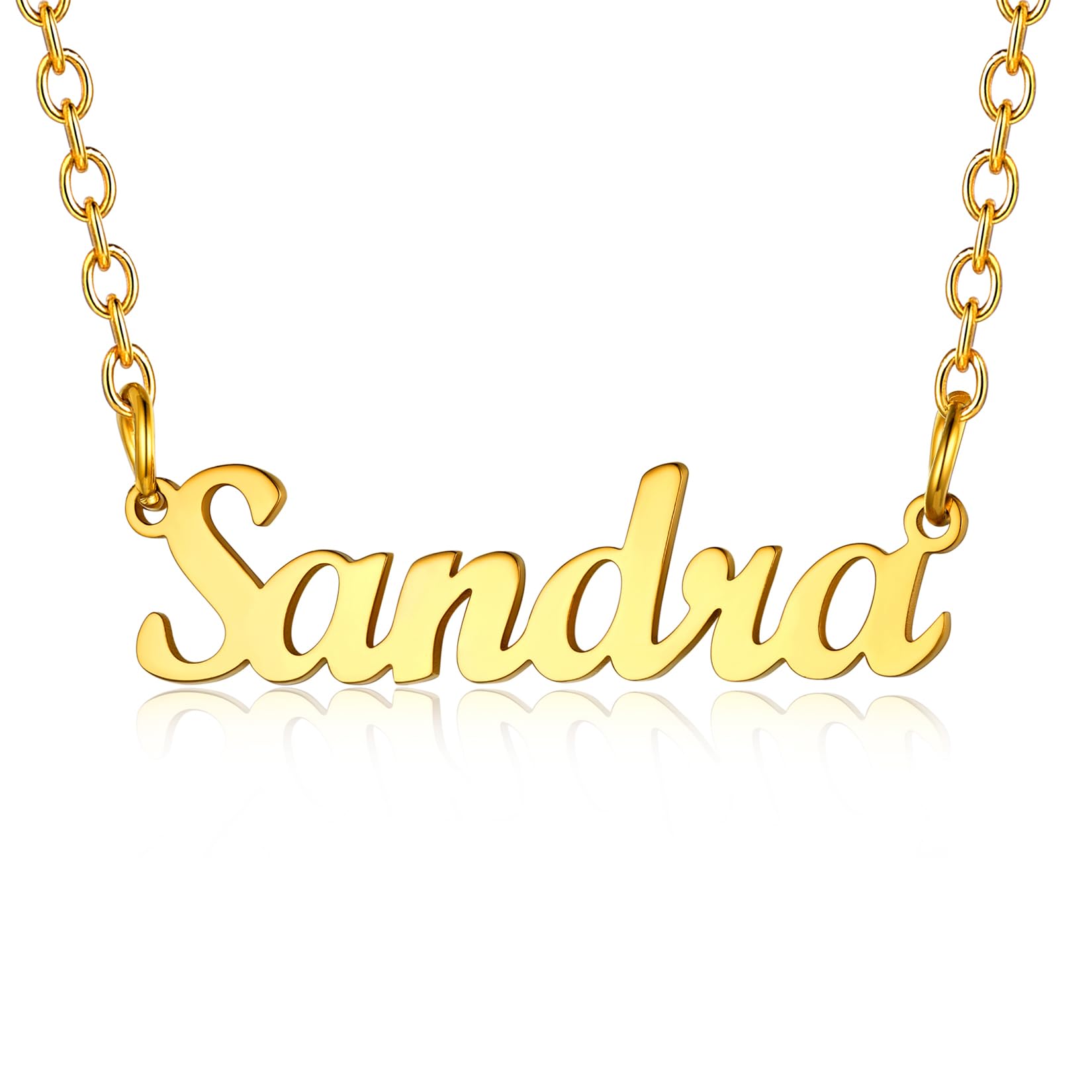 U7 Name Necklace with Pendant Sandra Womens Necklaces Custom Choker Jewellery