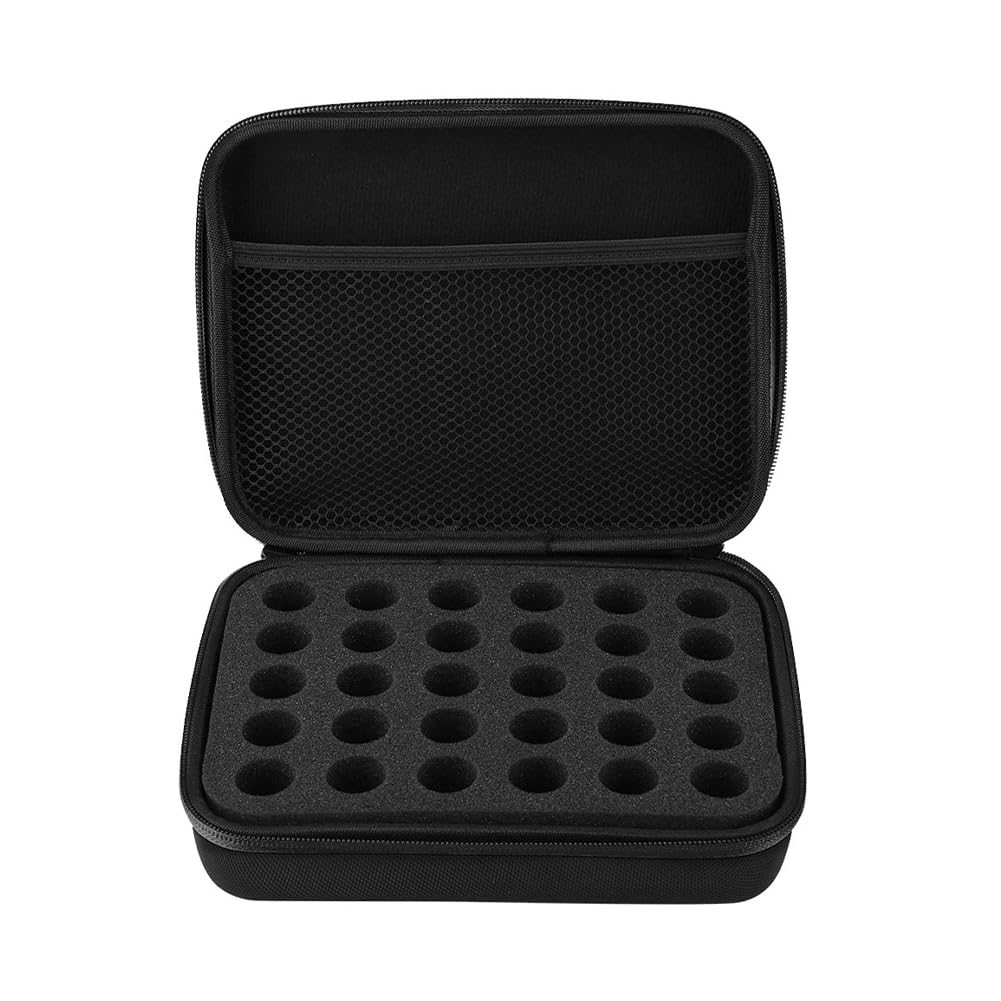 Joyzan Essential Oils Carrying Case, 30 Bottles Aromatherapy Oil Storage Box Hard Shell EVA Holder Organizer Protects Bag Shockproof Foam with Handle for 5ml Bottle Travel Secure 8.66x6.69x2.36in
