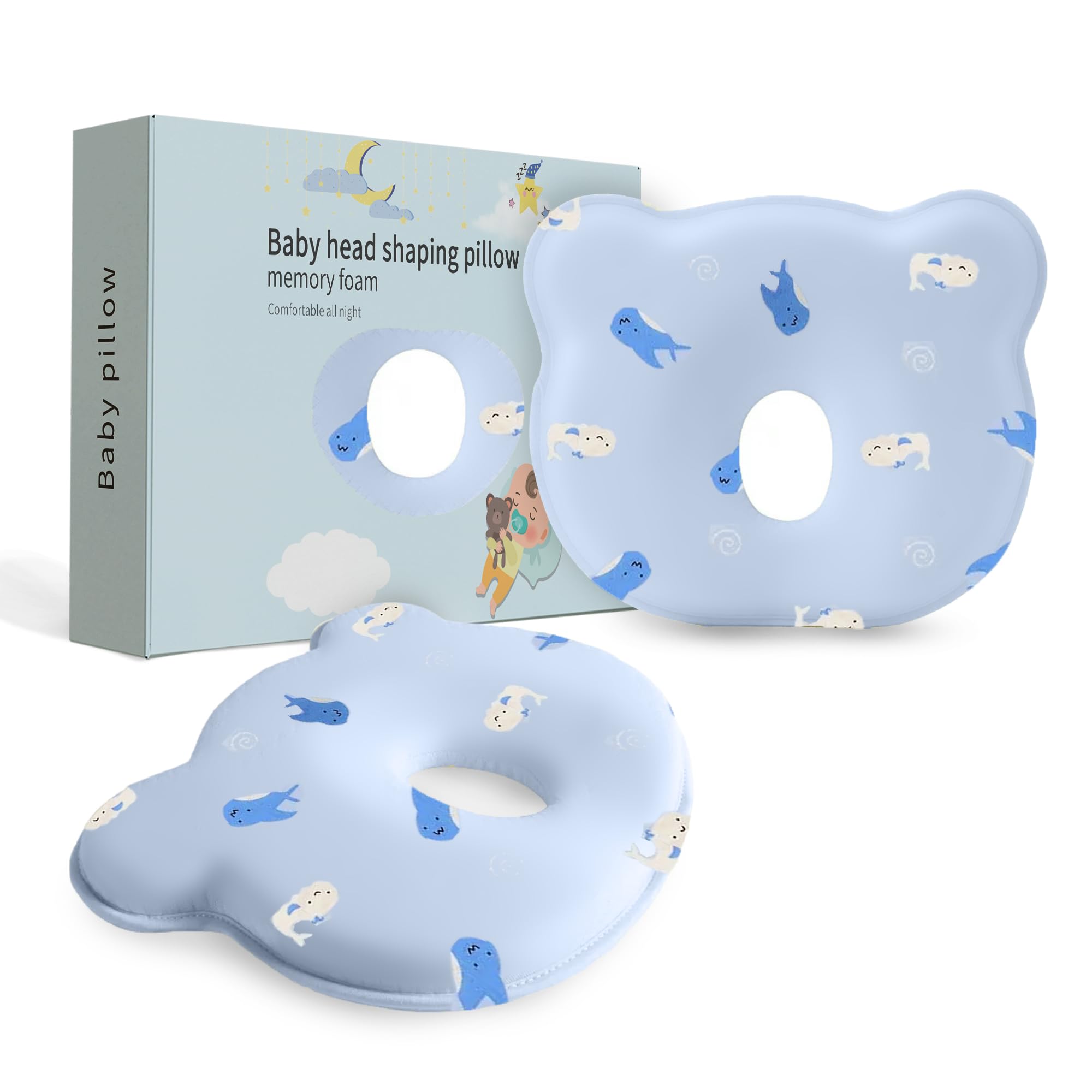 Photo 1 of MarBoost Soft and Breathable Pillow with Memory Foam and Bear Design (Ocean)