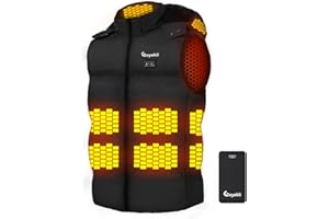 Eoyekli Heated Vest for Men Lightweight - Detachable Heated Hood and 7.4V 16000mAh Battery Pack, Mens Heated Vest