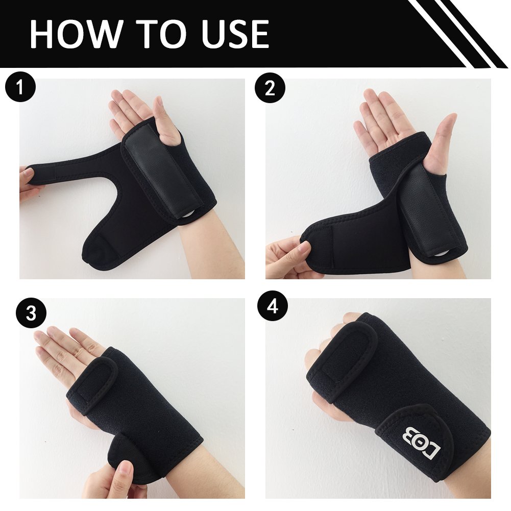 DOB Wrist Brace, Wrist Support with Removable Splint and Adjustable Support Wrap for Carpal Tunnel (Left)