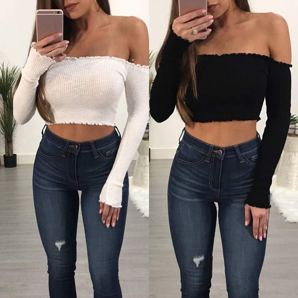 tight long sleeve off the shoulder top