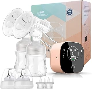Elektrische Doppelmilchpumpe, Stillpumpe mit 2 Modi und 10 Stufen, ultra-leise wiederaufladbare Milchpumpe für unterwegs und zu Hause