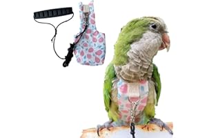 BARN ELEVEN Bird Diaper Harness Flight Suit Clothes, Parrot Flight Suit with Leash, Bird Flying Clothes with Rope and Handle for Outdoor Activities Training (Pink with Leash,Medium)