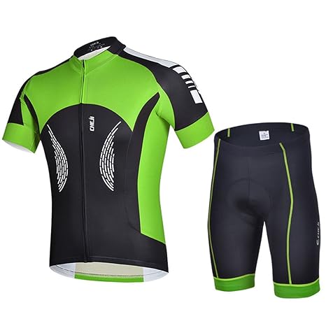 GWELL Herren Fahrrad Anzug Radtrikot Set Fahrrad Trikot Kurzarm + Radhose mit Sitzpolster