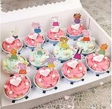 Set of 48 Pieces Peppa Pig Cupcake Topper, Peppa Pig Theme Party Decorative Cupcake Topper For Sweet Heart Birthday Party