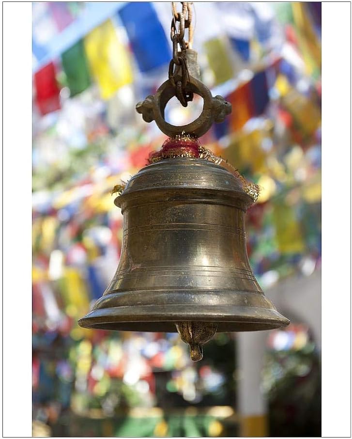 Media Storehouse 10x8 Print of Hinduism, bell, colourful prayer flags, Mahakal Hindu Temple (12540643)