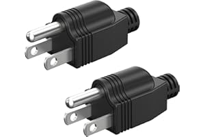 BANGJIA NEMA 5-15P Electrical Replacement Plugs End, Extension Cord Ends 125V 15A 2Pole 3Wire Male Plug，Ground Neutral Generator Plug, 3 Prong Power Replacement Plug, 2-Pack