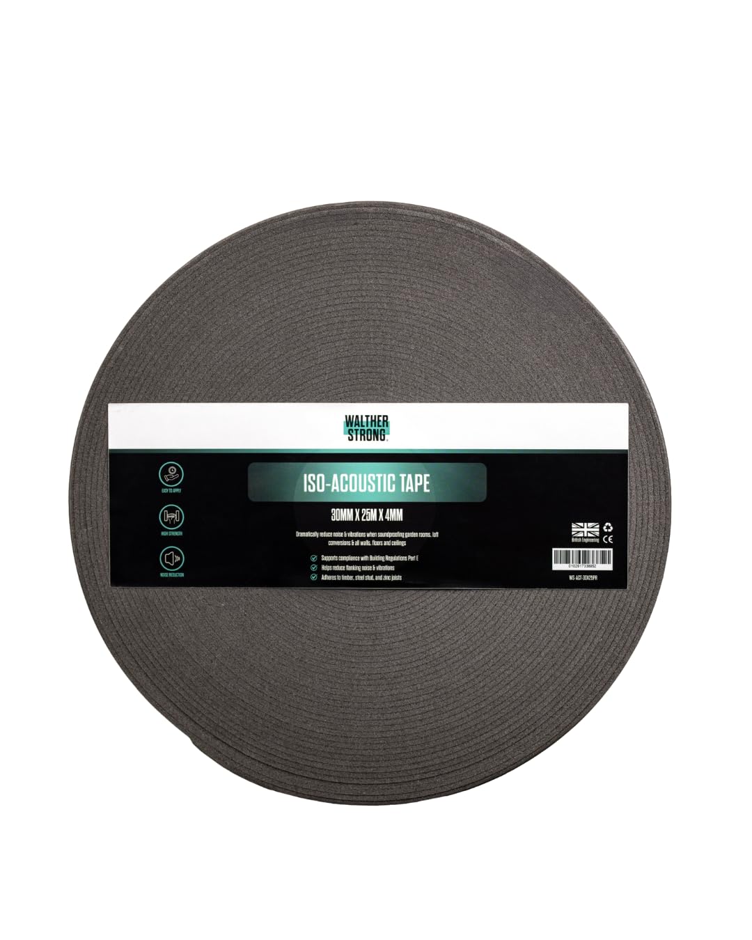 Walther Strong 30MM X 25M Acoustic Joist Tape. Soundproofing Resilient Tape Noise Reduction for Homes, Apartments, Floors, Home Theatres. Noise Reduction Sound Damping BS EN Standard