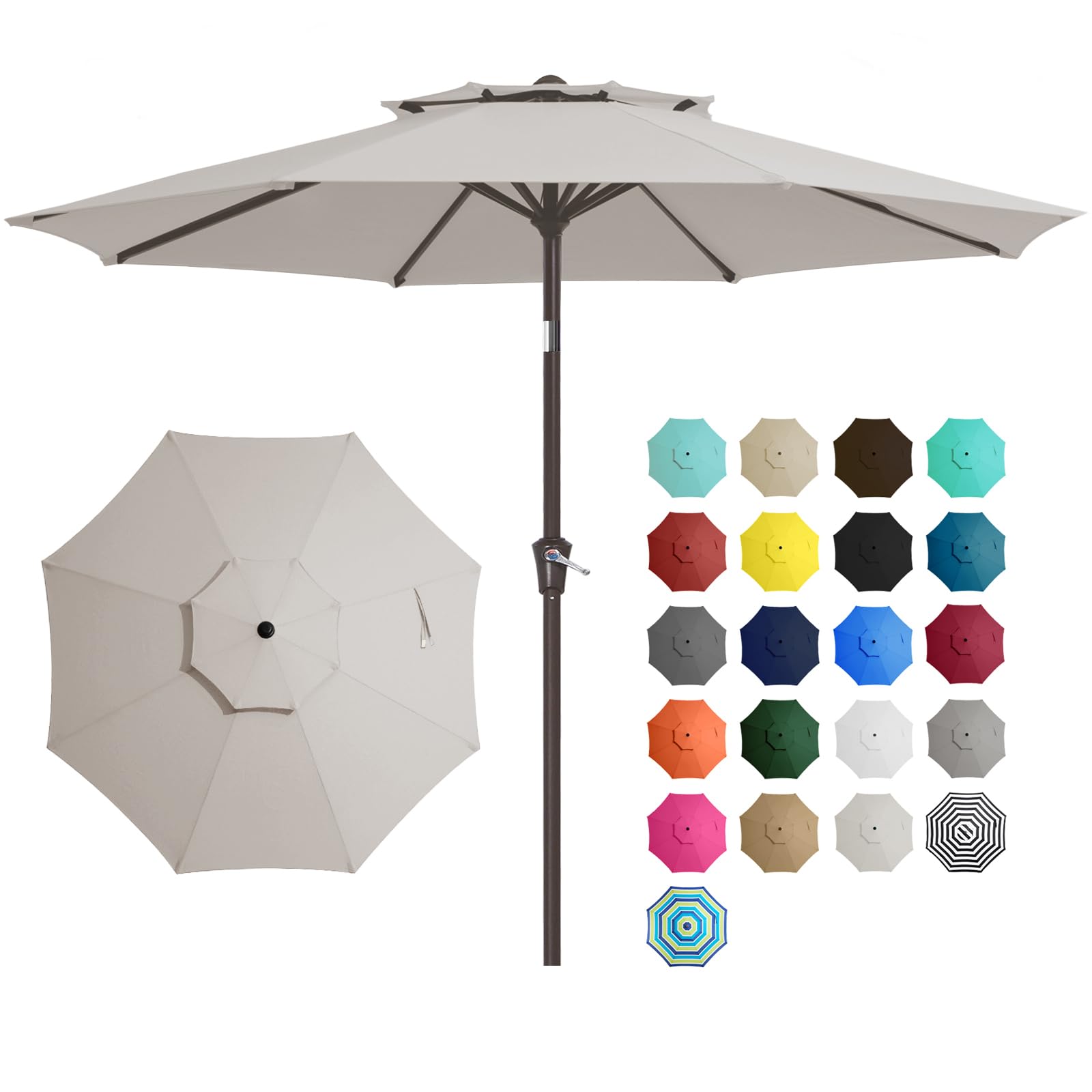 Photo 1 of ***PARTS ONLY****JEAREY 9' 2-Tiers Patio Umbrellas Outdoor Table Market Umbrella w/Push Button Tilt/Crank, 8 Sturdy Ribs, UV Protection Waterproof Sunproof(Fog Gray)