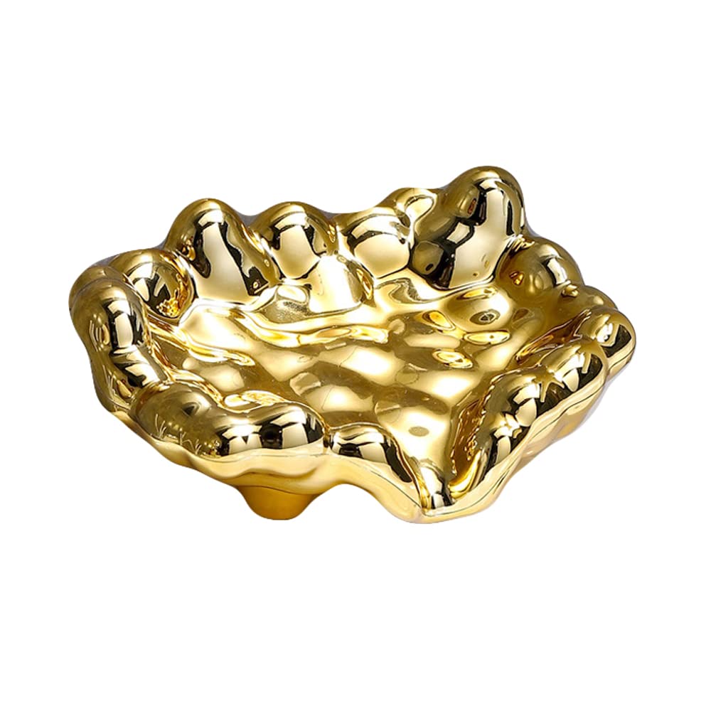 ARFUKA Soap Dish, Gold, Plastic, Draining, Non-Slip, Bathroom Kitchen, 110 x 160 cm