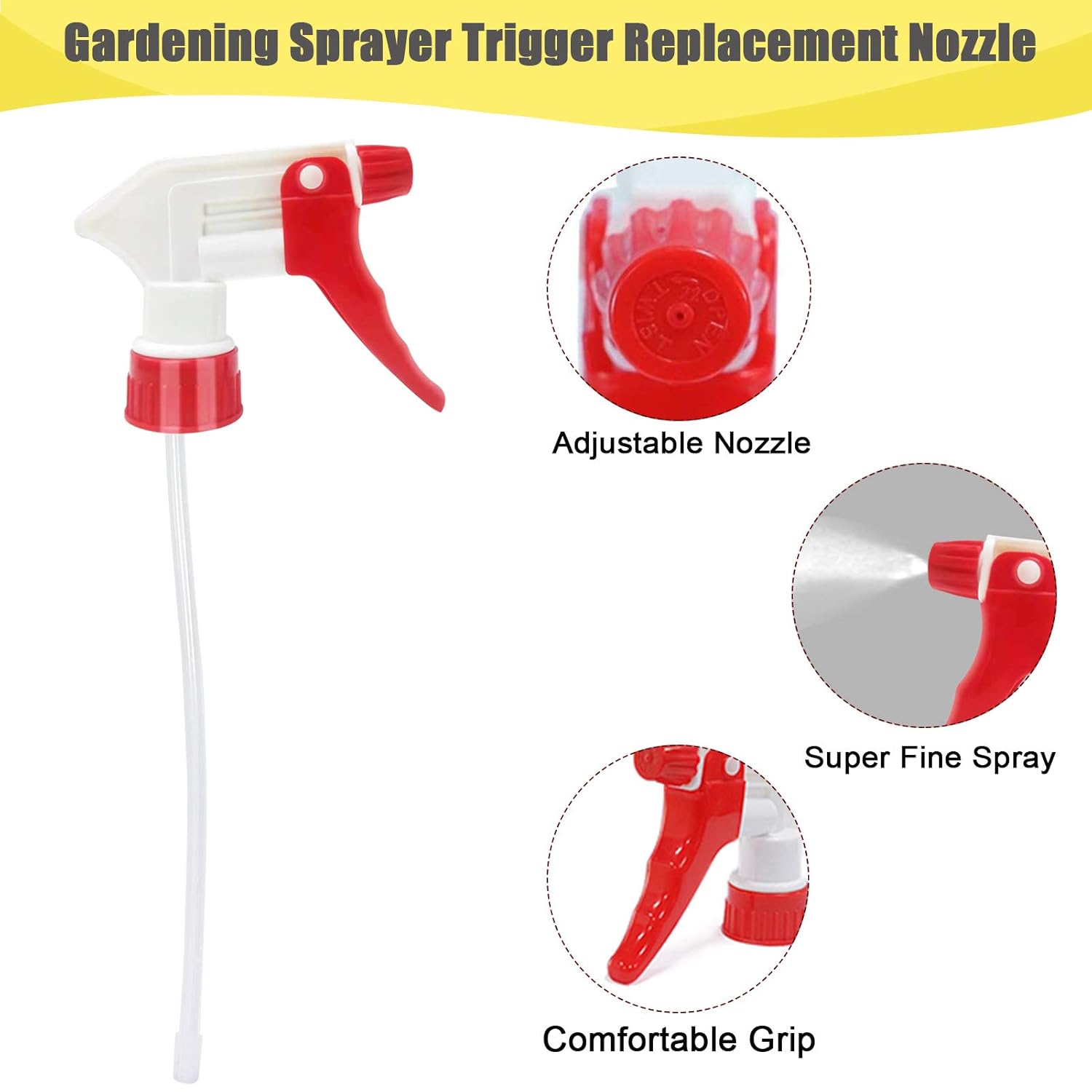 Plastic Spray Bottle Nozzle Heavy Duty Spraying Bottle Replacement Part Leak Proof Mist Water Bottle Spray Nozzle for Chemical Cleaning Solutions All-Purpose Adjustable Head Sprayer 4PCS: Industrial & Scientific