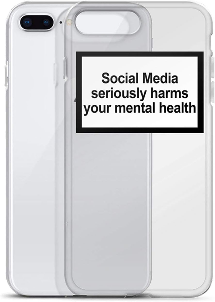 Social Media Seriously Harms Your Mental Health Soft Silicone Clear Cover Phone Case for iPhone Xr Xs Max 6 7 8 Plus 5 5S 6S Se-in Half,4961,for iPhone 7