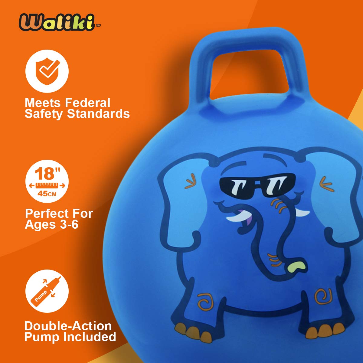 WALIKI Hopper Ball for Kids 36 Hippity Hop Jumping Hopping Therapy