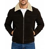 Men's Rick Western Brown Suede Leather Jacket with Sherpa Shearling Collar | Full Zip Front, Snap Cuffs, Polyester Lined, Zip Waist Pockets, Genuine Suede Leather, Cowboy Trucker Design
