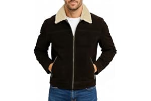 III-Fashions Rick Grimes Walking Fur Shearling Collar Brown S5 Suede Biker Leather Jacket