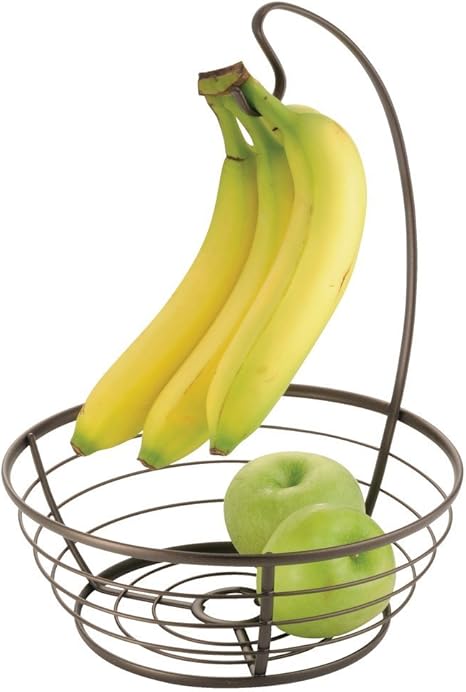 bronce iDesign Canasta de frutas con gancho para colgar los plátanos